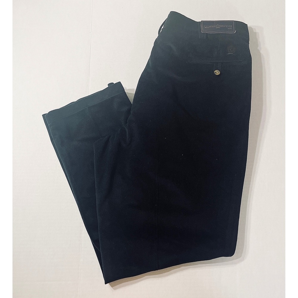 NWT Tommy Hilfiger Corduroy Pants Mens 42x32 Black Straight Leg Preppy Heritage